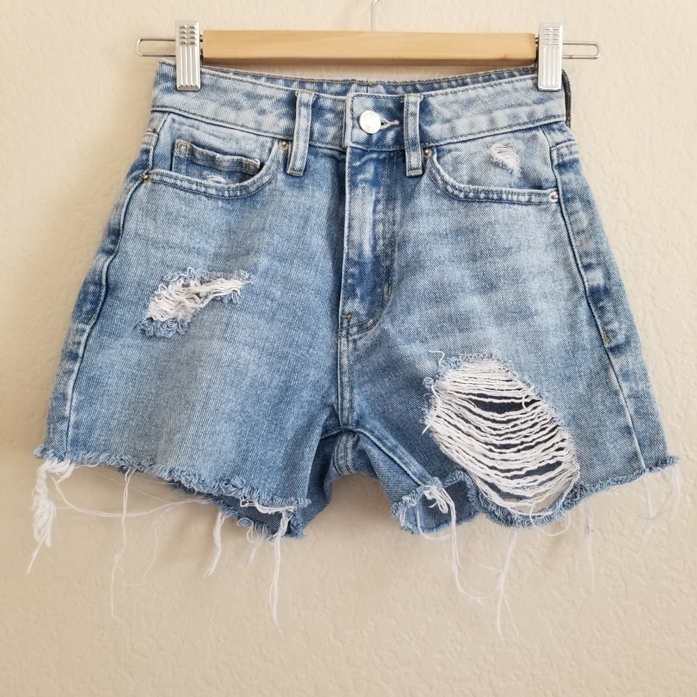 Pacsun Ripped Distressed High Rise Denim Shorts